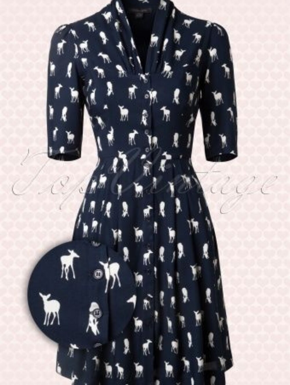 Emily & Fin Deer Print Navy Dress